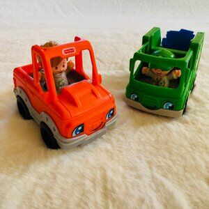 Fisher-Price Little People Green Recycling Truck and Orange Truck Toy